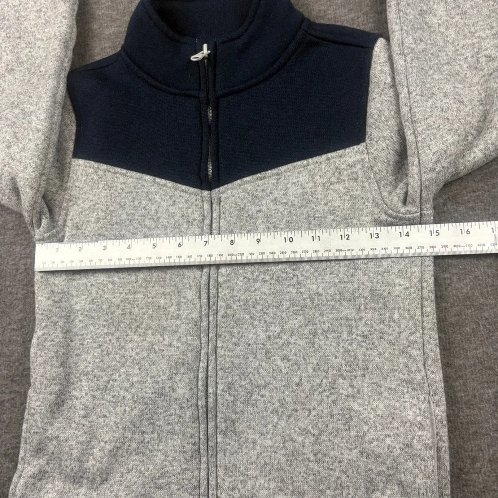 OshKosh B'gosh Fleece Jacket Boys 10 Heather Gray‎ & Blue Pockets Corpore Warm